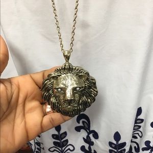 Jewelry - Lion head long pendant necklace w/ Rhinestone eyes Jewelry - Lion head long pendant necklace w/ Rhinestone eyes